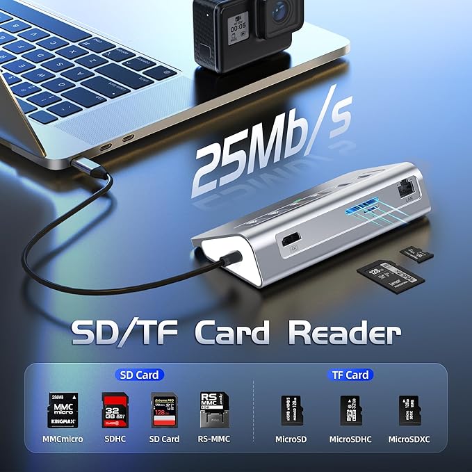 intpw P9R PRO USB C Hub Ethernet, 10 in 1 USB Docking Station 10Gbps with 4K@60Hz HDMI, USB C and 2 USB A 3.2, LAN, 2 USB A 2.0, PD 100W, SD/TF Ports, USB to Ethernet Adapter for PC, iPhone 16/15, Mac