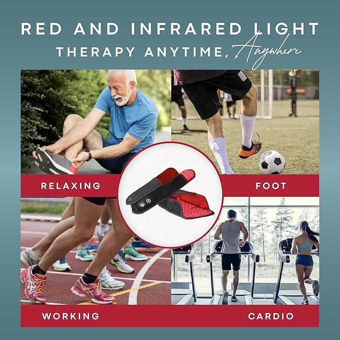 American Wellness Authority Red & Near-Infrared LED Foot Light Device – Dual-Wavelength Light Panel Slippers with Adjustable Heat, Indoor Home Use (2 Slippers)