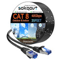 Sokqovt Cat 8 Ethernet Cable Slim 35ft Outdoor&Indoor, Pure Copper Cat8 by Unknown