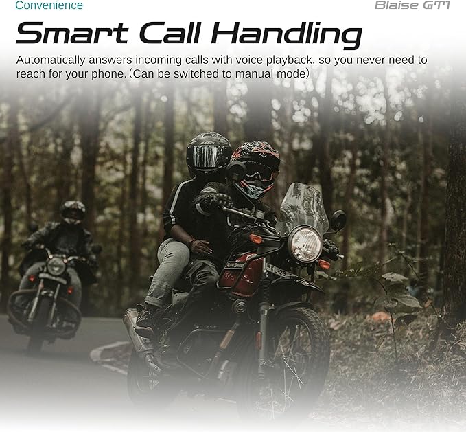 Logto Blasie GT1 Motorcycle Helmet Bluetooth Headset Intercom 2 Riders Music Share Helmet Communication System IPX6 Waterproof (Dual Pack-Black)
