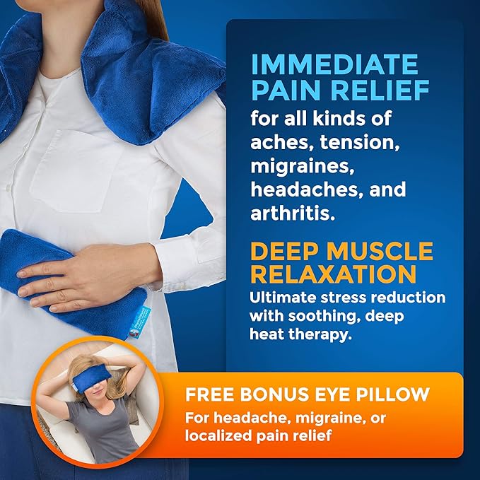 PhysioNatural Microwavable Heating Pad – for Instant Relief and Relaxation in Cases of Muscle Pain, Tension and Stress, Aches, Spasms, Stiffness, Migraines, and Headaches - Unscented