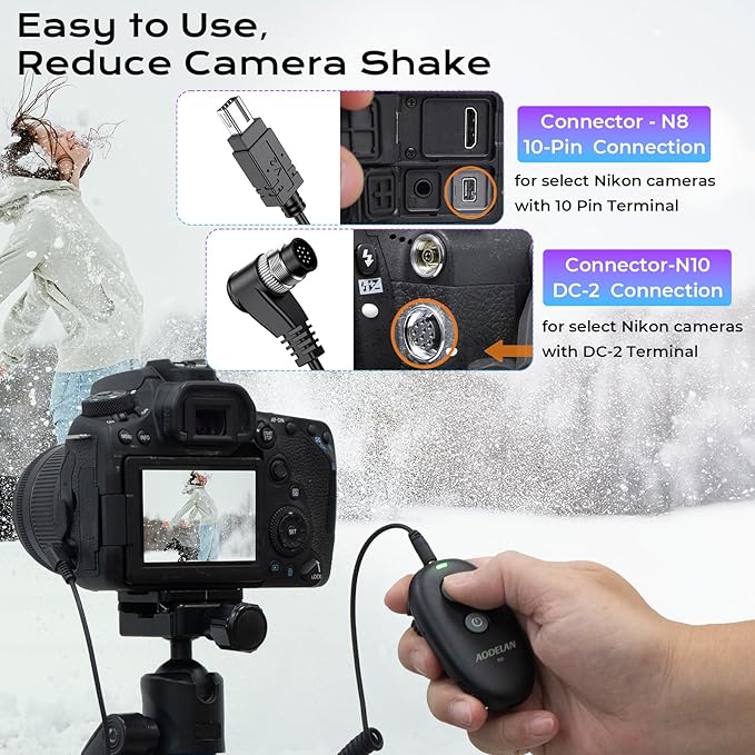 Upgraded USB-C Rechargeable Wireless Camera Remote Control Shutter Release – Compatible with Nikon D750, D5300, D5600, D7200, D7500, Z6, Z7, Z9, D800, D850, Coolpix P1000
