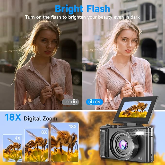 5K Vlogging Digital Camera for Beginners, 80MP Travel Camera for Photography - Image 5