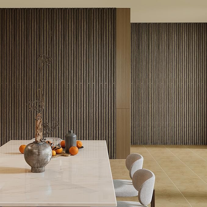 HOMCOM 4 Pack 3D Acoustic Panels, 95" x 8" Soundproof Wood Panels for Wall, Wood Slat Wall Paneling for Interior Ceiling, Office, Home Theater, Studio, Walnut