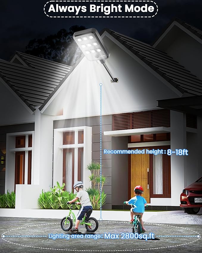 Gefolly G-9000W Solar Street Light Outdoor, Wide Angle Commercial Parking Lot Light Dusk to Dawn 6500K IP67 Flood Security with Motion Sensor Lamp for Yard, Basketball Court
