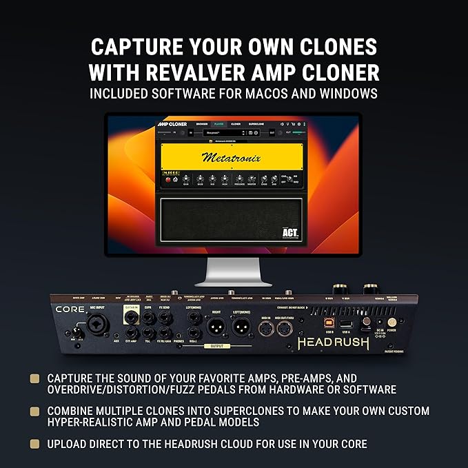 HeadRush Core - Guitar and Vocal Multi Core Effects Amp Modeling Processor with Cloning, Looper, Antares Auto-Tune, Wi-Fi, Touchscreen, and Bluetooth