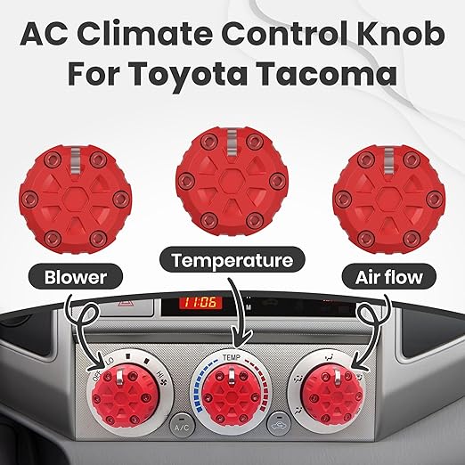 2nd Gen Tacoma Accessories AC Knob Upgrade - 2005,2006,2007,2008,2009,2010,2011,2012,2013,2014,2015 Tacoma Climate Control Dial Mods Set - 2nd Gen Tacoma Mods - for Toyota Interior Replacement Kit