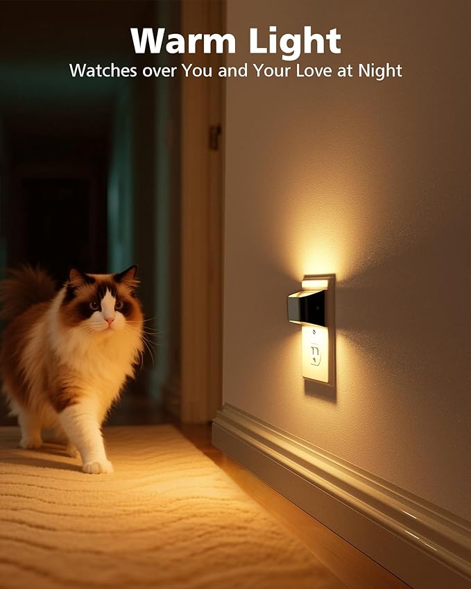 VOLISUN Night Lights Plug into Wall, 6 Pack Up and Down LED Night Light with Dusk to Dawn Light Sensor, 3000K Warm White Nightlight for Hallway, Bedroom, Bathroom, Kitchen Black
