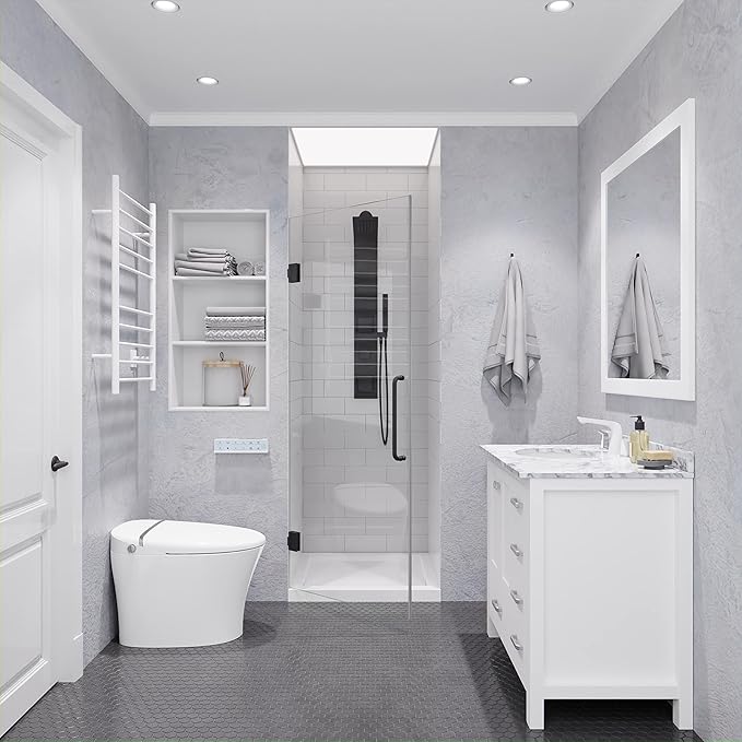 ANZZI 72" x 30" Frameless Shower Door in Gun Metal Black, Passion Water Repellent Glass Shower Door with Seal Strip Parts and Handle, 3/8 Glass Hinged Shower Door with Handle (SD-AZ09-02GB)