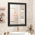 SMIROR Matte Black Bathroom Mirror for Over Sink 24x 28 inch, Metal Thick Frame Rectangle Vanity Mirror for Wall, Anti-Rust, Horizontally or Vertically Mounted