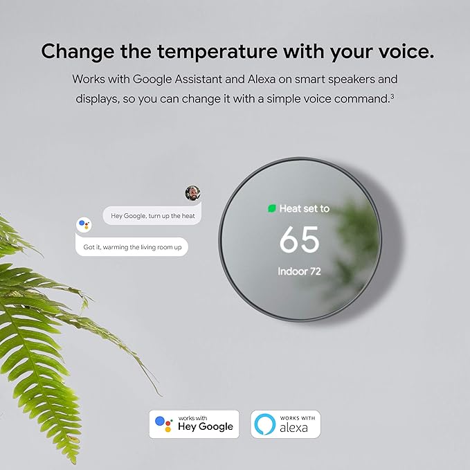 Google Nest Thermostat - Smart Thermostat for Home - Programmable Wifi Thermostat - Snow