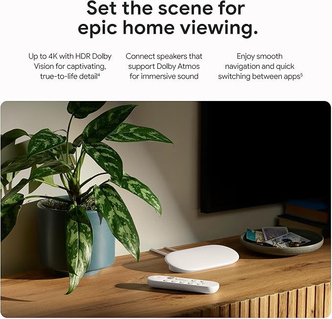 Google TV Streamer 4K - Fast Streaming Entertainment on Your TV with Voice Search Remote - Watch Movies, Shows, Live TV, and Netflix in 4K HDR - Smart Home Control - 32 GB of Storage - Porcelain