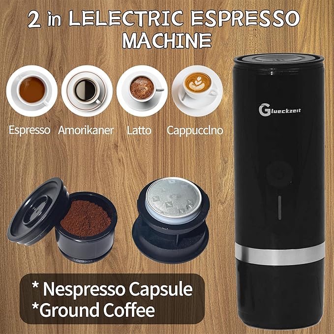 Electric espresso machine that doesn't require a manual press pressure extraction fragrant espresso, No heating,compatible with NS capsules and ground coffee powder Black