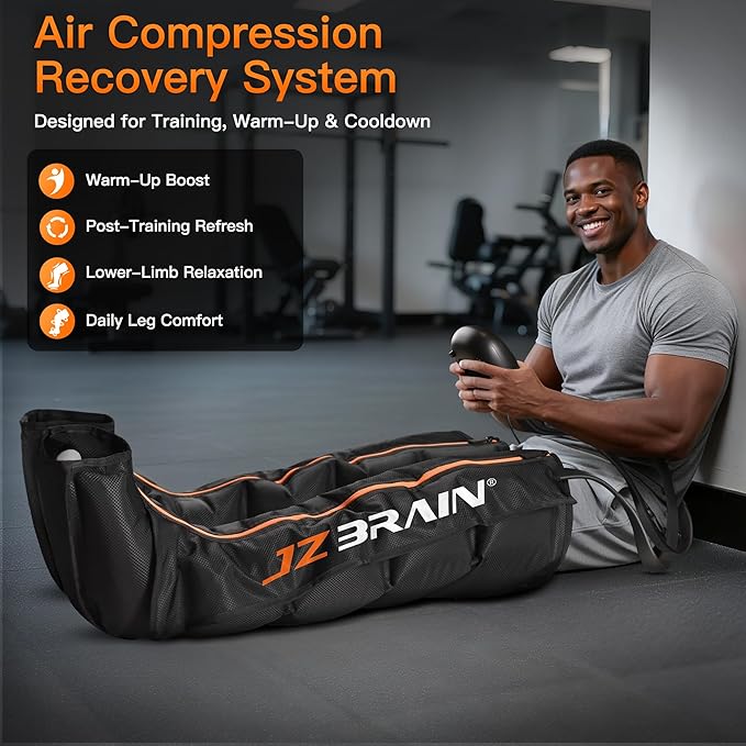 Air Compression Leg Recovery Boots : Dual-Power Sequential Compression System Device with Smart Pressure Sensor - 6 Modes & 14 Positions Foot and Leg Massage for Athletes & Gym (Medium)