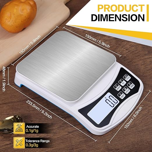 Digital Lab Scale 5000g x 0.1g LCD Display Analytical Balance Jewelry Scale Precision Electronic Scale Scientific Scale 0.1g Accuracy for Laboratory, Kitchen, and Food Measurement (5000g x 0.1g)