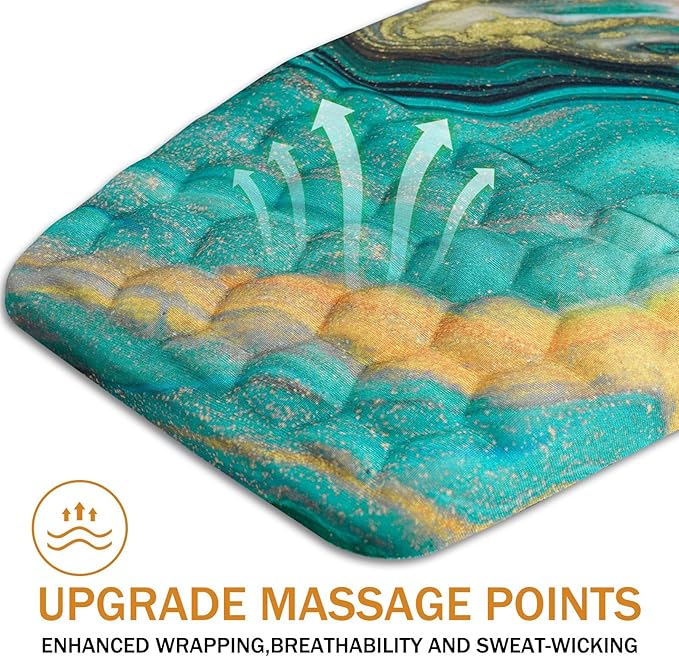 BOCHEERY Ergonomic Mouse Pad Wrist Support,Upgrade Mousepad with Massage Design,Non-Slip PU Base Desktop Mouse Pads for Pain Relief, Computer, Office & Home,12 x 8 in（F-Golden Green Marble）