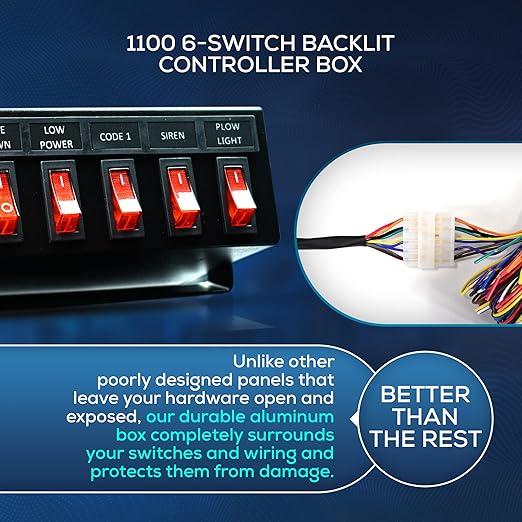 Ultra Bright Lightz 1100 6-Switch Backlit Controller Box | Emergency Vehicle Strobe Warning Lights | Siren | Speaker