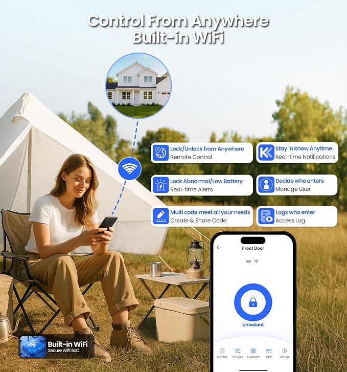 Veise VE027-L Built-in WiFi Smart Lock - Image 3