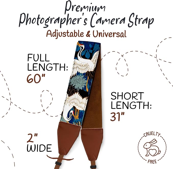 Art Tribute Camera Strap, Vintage Embroidered Neck Shoulder & Crossbody Camera - Image 5