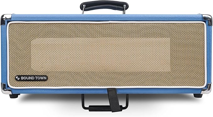 Sound Town Vintage 3U Amp Rack Case, 12.5" Depth with Rubber Feet, Dust Cover, Kickstand, Beau Blue (STVRC-3BL)
