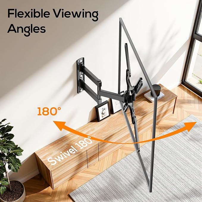 IWORKBOARD 43 50 55 inch Full Motion Corner TV Wall Mount for Most 32-60" TVs, Articulating Swivel Tilting TV Wall Mount Bracket, up to 77 lbs, VESA 400x400mm, Single Stud