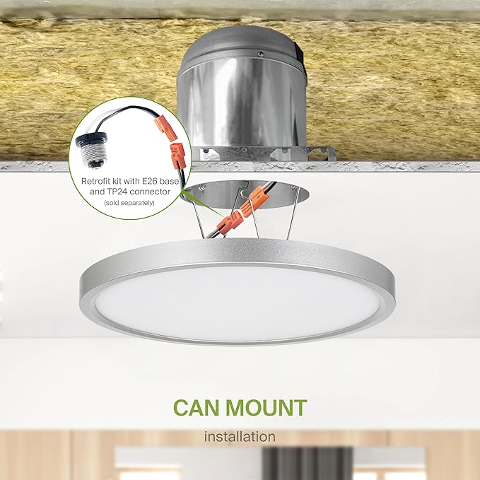 ASD LED 9" Round Flush Mount Ceiling Light Fixture, Low Profile Surface Lighting | 5CCT, Dimmable, Ultra-Thin, ETL Listed | 18W 1660LM 2700-6000K 120V | Kitchen, Hallway Lamp | Nickel, 12 Pack