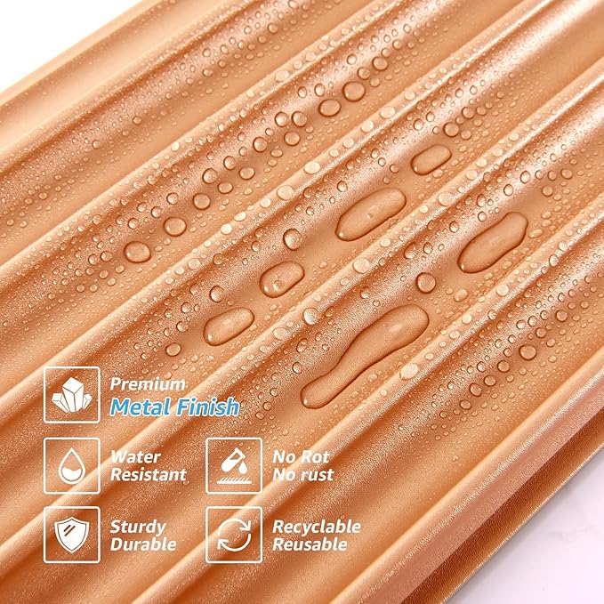 Art3dwallpanels Slat Wall Paneling, 104'' x 6.3'' Glossy Metal Finish WPC Soundproof 3D Wall Panels for Interior Wall Decor, 8 Pack Wavy Grain Panel Wall Slats, Glitter Gold