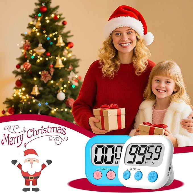 ZILLEEN Classroom Timer for Kids Teachers 2 Pack Digital Timers, Blue & White