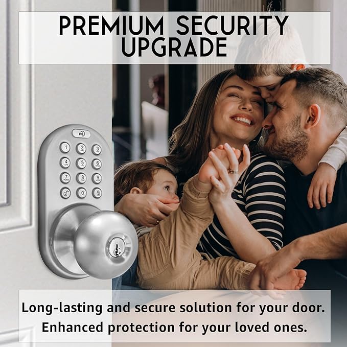 MiLocks TKK-02SN Tkk-Sn Digital Door Knob Lock with Electronic Keypad, Satin Nickel, Keypad, Keyless