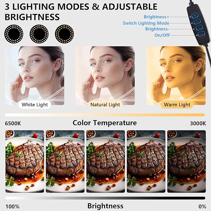 6" LED Ring Light for Desk, Overhead Camera Mount - Image 3