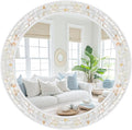 Tanmicoshomy Round Wall Mirror 30 Inch, Natural Shell Framed Circle Mirrors with Tempered Glass for Coastal Bathroom Bedroom Living Room or Entrayway