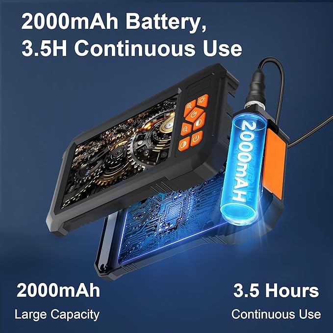 49.2 Feet Inspection Endoscope Camera with Light, 1080P HD Borescope Camera with Light, 4.3" IPS Screen, IP67 Waterproof Sewer Borescope, 49.2Ft Semi-Rigid Cord Drain Pipe Endoscope Cool Gadgets Tool