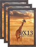 TKYGU 9 x 13 Picture Frame Set of 3, 13 x 9 walnut Wooden Frame Wall Gallery Poster Photo frame with Shatter Resistant Plexiglass,Horizontal and Vertical Formats for Wall Hanging, best gift