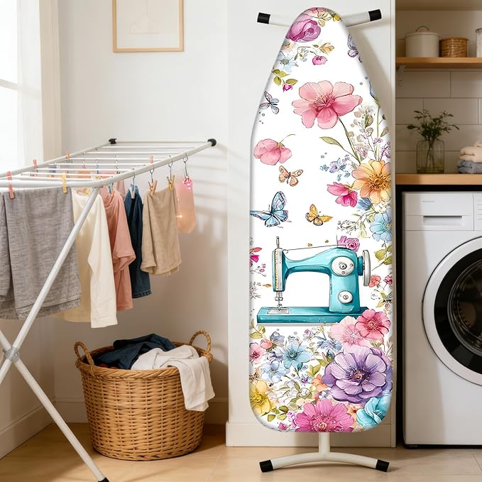 Nuxovilar Ironing Board Cover Needle Cotton 15x54 Inches | Ironing Board Cover and Pad Floral Design Needle Cotton for Living Room, Laundry Area, Guest Room
