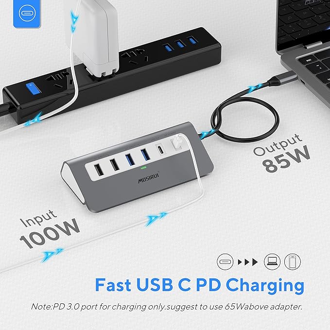 USB C Hub Multiport Adapter,Mosirui 9-in-1 USB-C Docking Station with 4K HDMI,5Gbps Type C 3.0,USB-A3.0/2.0,100W PD, SD/TF for MacBook/Pro iPad/Dell/HP/Desktop/Laptops(1.64 FT)