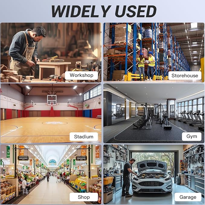 JTT LED Linear Shop Lights 150W, 21000LM 360° Adjustable 1.35FT Led High Bay Lights 5000K Daylight 120-277V, Garage Light for Shop Workshop Store Commercial Supermarket Warehouse Basement, 4-Pack ETL