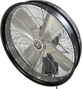 HydroMist Oscillating Wall Mounted Outdoor-Rated Fan, 3-Speed Control on Cord, Alum Fan Blade, Mounting Bracket and Black Vinyl Cover Included, Quiet Running, Residential/Commercial Use, 24”, Black