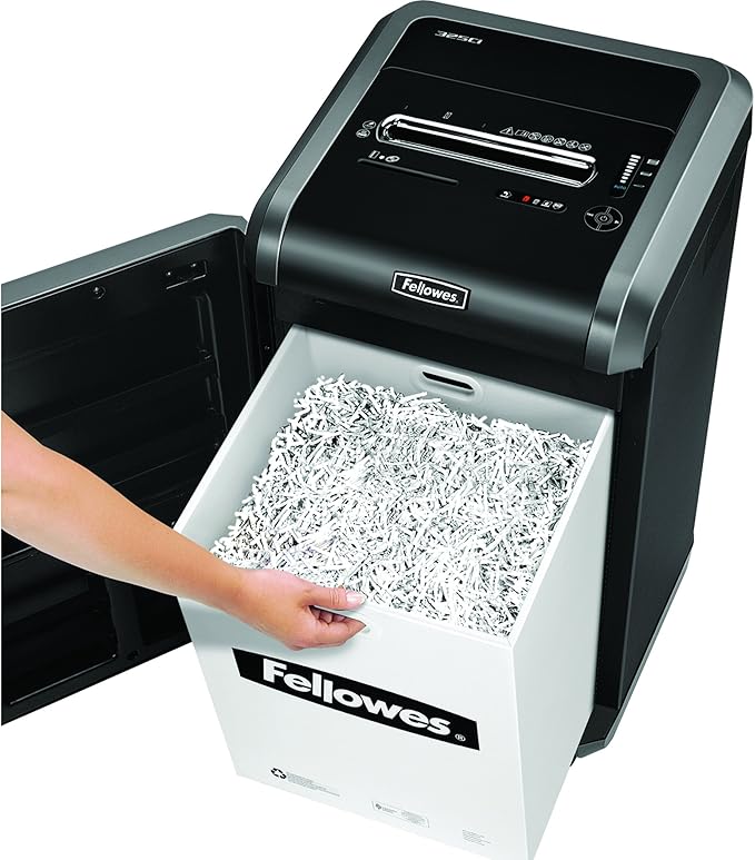 Fellowes Powershred 325Ci 100% Jam Proof 22-Sheet Cross-Cut Commercial Grade Paper Shredder (3831001) , Black