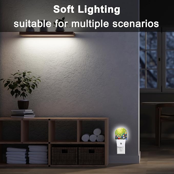 YESPOAK Night Light,Retro Abstract Daisy Night Lights Plug Into Wall Dusk to Dawn Sensor for Bedroom,Bathroom and Living Room for Women/Girls Gift