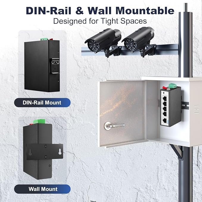 5 Port Mini Industrial Switch, 4 Ports and 1 Uplink, 10/100Mbps Fast Ethernet - Image 7