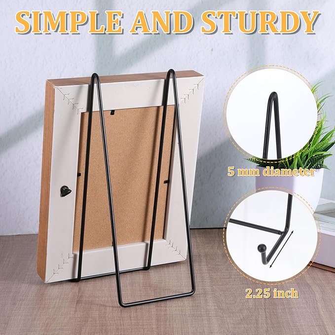 Dimeho 6 Pack 10 Inch Metal Plate Holder Black Display Stand Decorative Easel Displays Stand Large Picture Stands Small Iron Easels for Display Plates Books Photo Frames Plaque Art