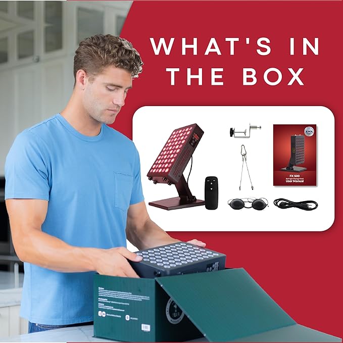 Red Light Therapy for Body & Face - FSA Eligible - 660nm & 850nm Infrared Red Light Therapy Panel for Skin, Muscles & Recovery – Full-Body LED Light Therapy Device with Stand