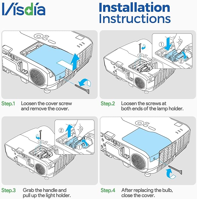 Visdia ELP LP60/V13H010L60 Replacement Projector Lamp with Housing for EB-93 EB-93e EB-95 EB-96W EB-905