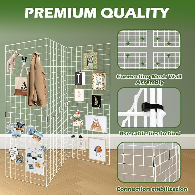 Koretech Grid Wall Panels 3 Pcs, Commercial Grade Gridwall Panels, Metal Grid Wall Panel Display Stand, You Can DIY 6 Pack 2'x3' or 3 Pack 2'x6', White