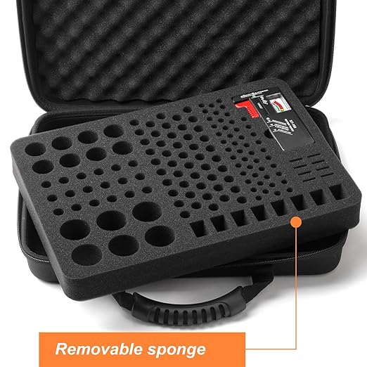 Arkeiliy Battery Organizer, Battery Organizer Storage Case with Tester BT-168, Waterproof Battery Holder Box Holds, Battery Case Organizer 145+ AA AAA C D 9V Batteries (Batteries are Not Included)