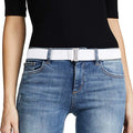 JASGOOD Women No Show Stretch Belt Elastic Web Strap Belt with Flat Buckle for Jeans Pants Dresses