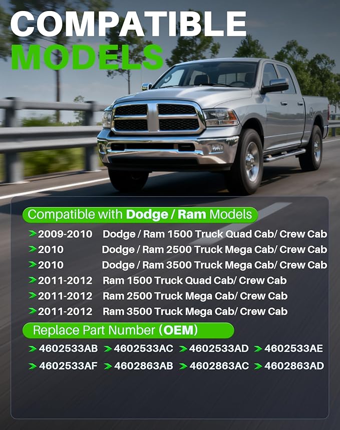Dacall Power Window Switch Fit for 2009 2010 2011 2012 Dodge Ram 1500 2500 3500 Truck Quad Cab/Crew Cab Front Left Driver Side, Door & Windows Control, Replaces 4602863AD, 4602863AB, 4602863AC