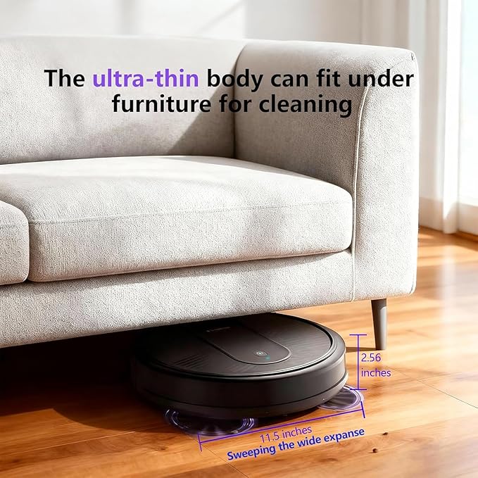 3-in-1 Robot Vacuum & Mop for Pet Hair | Powerful 4500Pa Suction, Tangle-Free, 120 Min Runtime, Ultra-Thin & Quiet, Smart Mapping, Ideal for Hard Floors & Large Homes (Black)