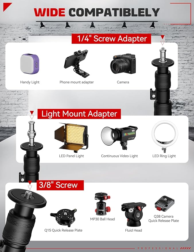 IFOOTAGE RB-A400 Round Base Light Stand Monopod, Live Streaming, Payload 22LBS - Image 5
