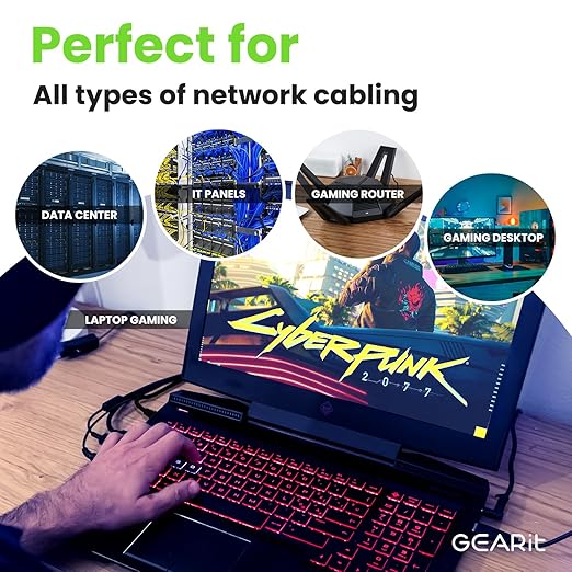 GEARit Cat 6 Ethernet Cable Pack - 50-Pack 1 ft Cat6 Ethernet Patch Cables | RJ45 Network Patch Cable, 10 Gbps Snagless Gold-Plated Connectors - Ethernet Cable Cat 6 for PC, TV, Router - Black